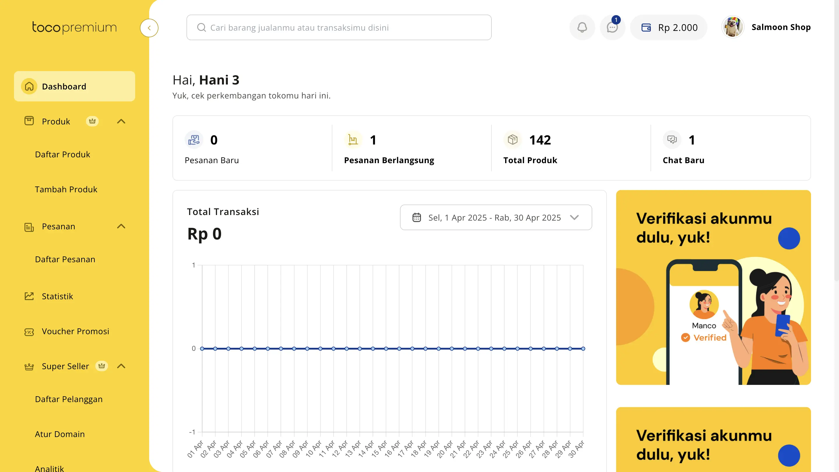 Toco Seller Dashboard